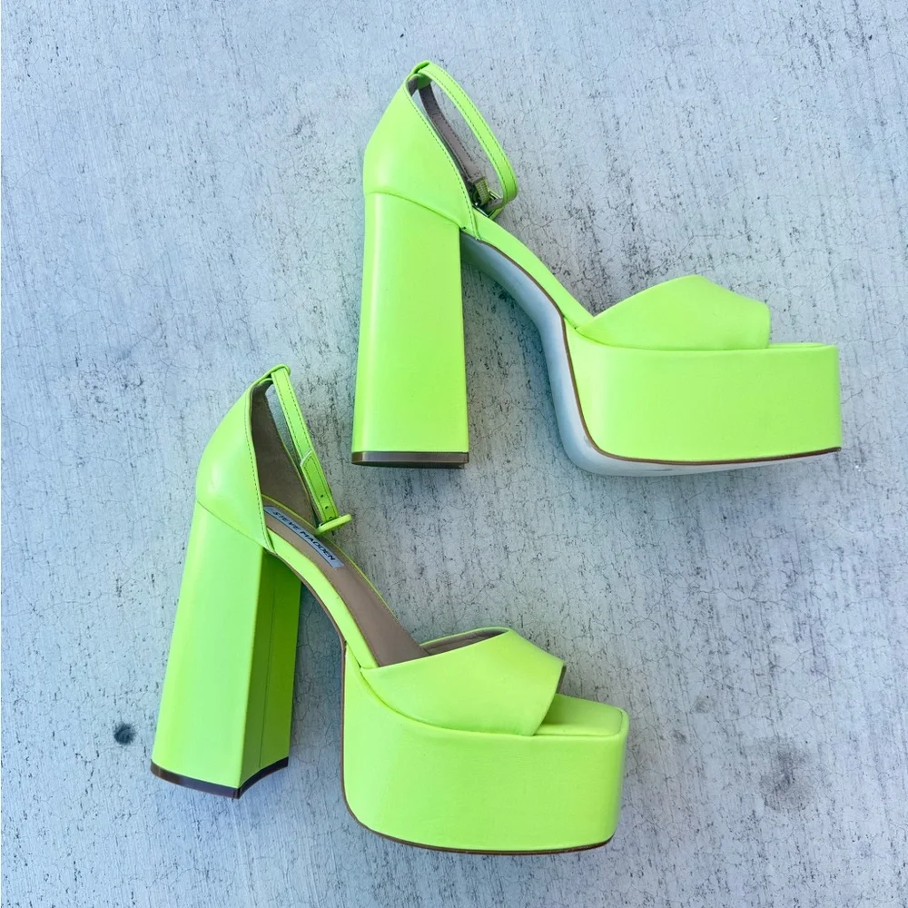 Steve Madden Neon Lime Platform Sandals